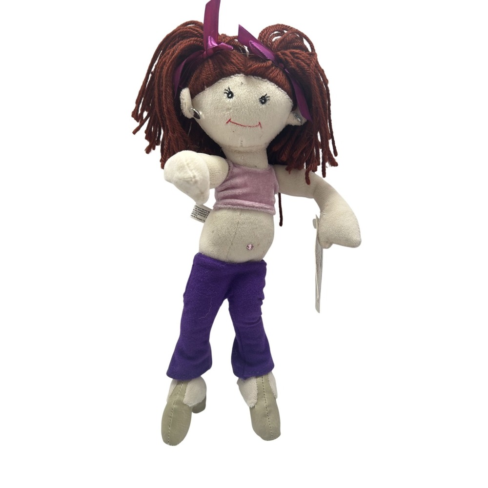GANZ Heritage Dance Time Girl Rag Doll Brown Hair Purple Pants Poseable Toy
